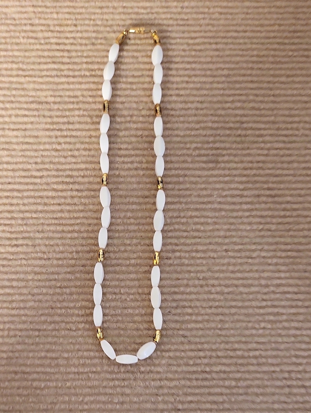 Vintage Crown Trifari White Beaded Necklace